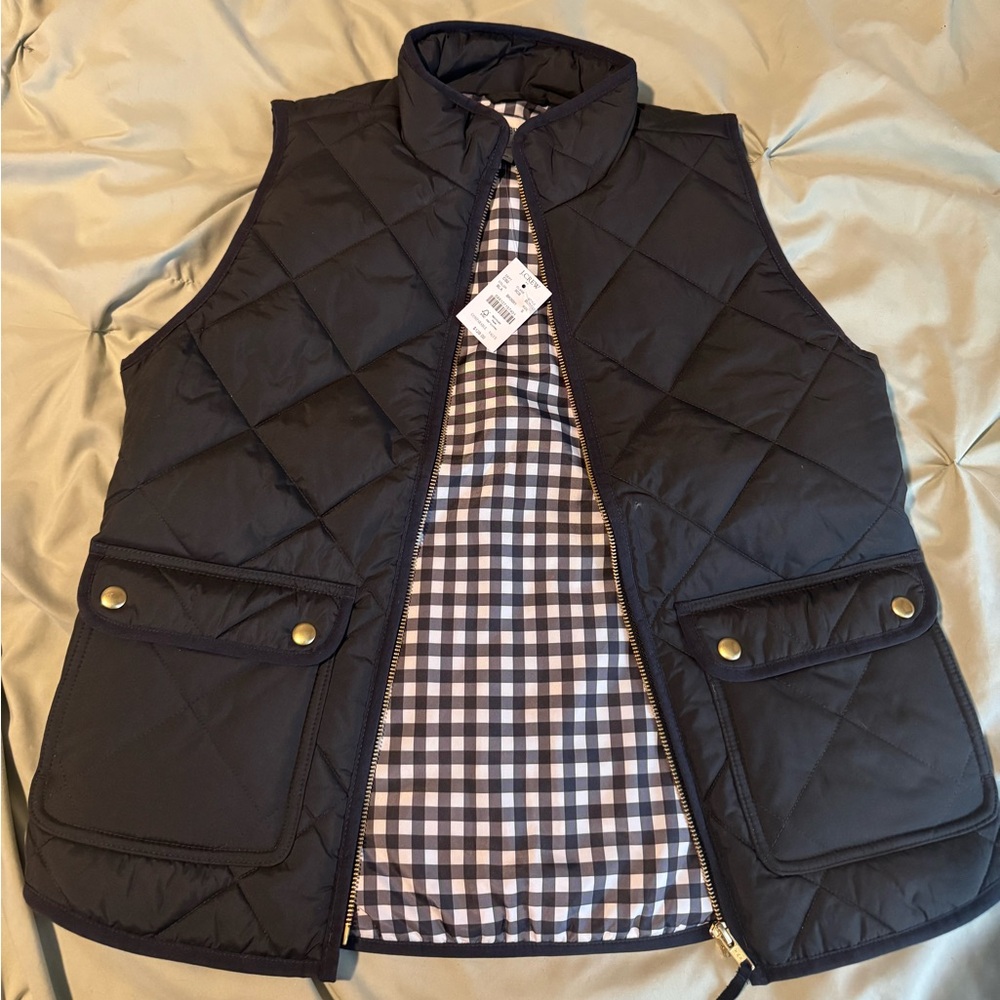 Black Quilted Vest with Checkered Lining